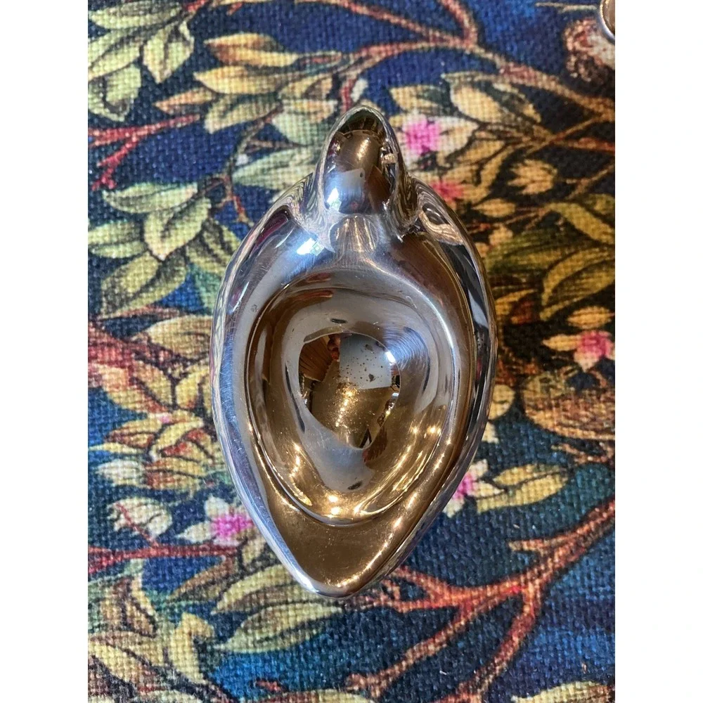 Pottery Barn Silver Tone Dove Salt Cellar with Feather Spoon 3 Piece Set